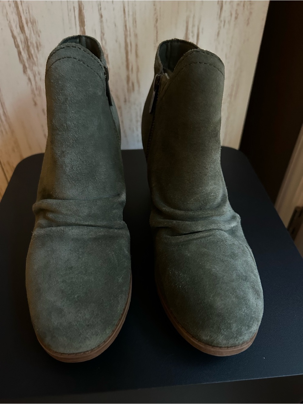 Skechers Olive Green Suede Ankle Booties